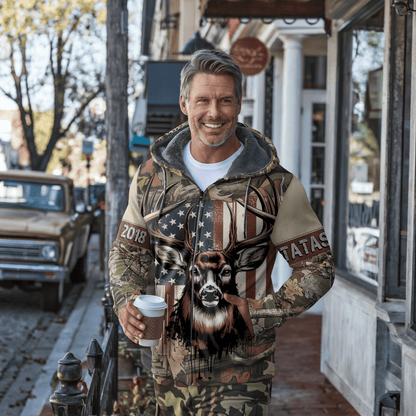 American Whitetail Patriot Personalized Zip Hoodie
