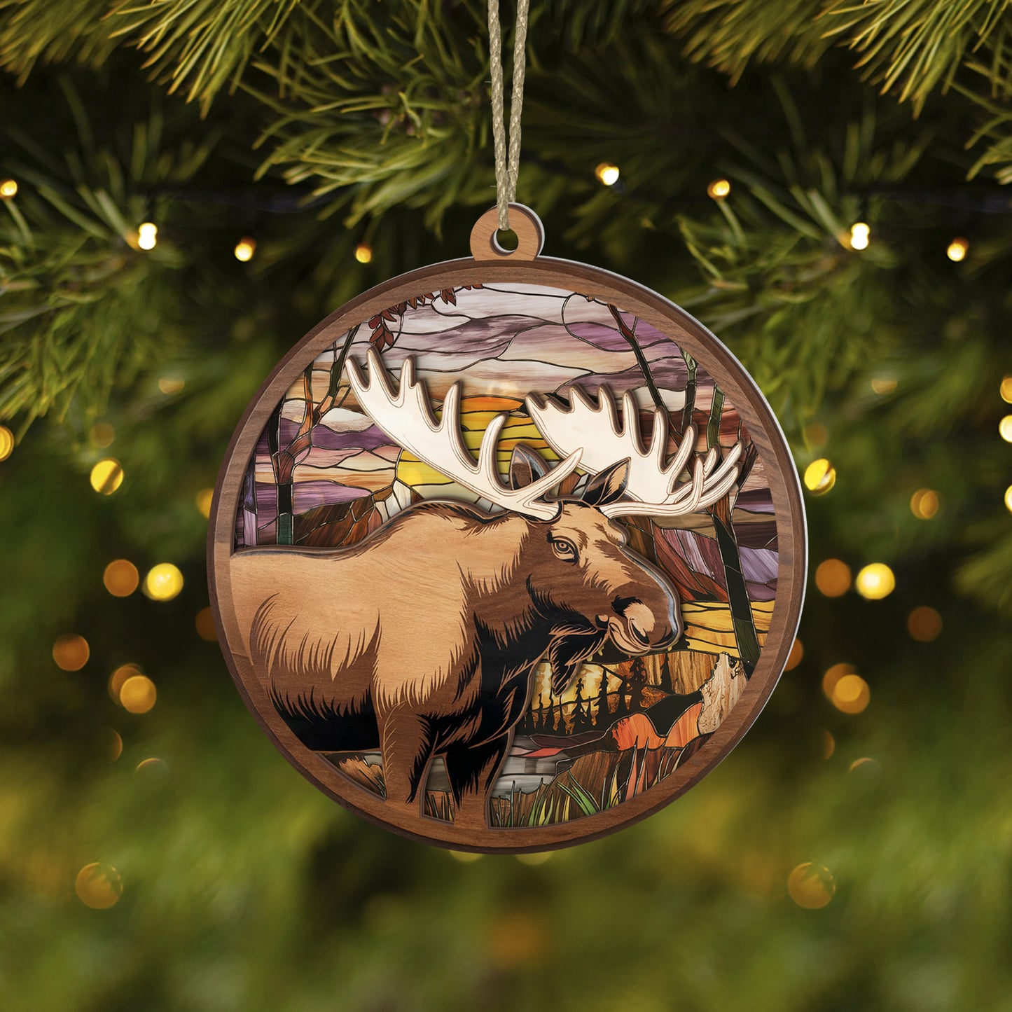 Moose Majesty Suncatcher Ornament – Stained Glass Wildlife Charm