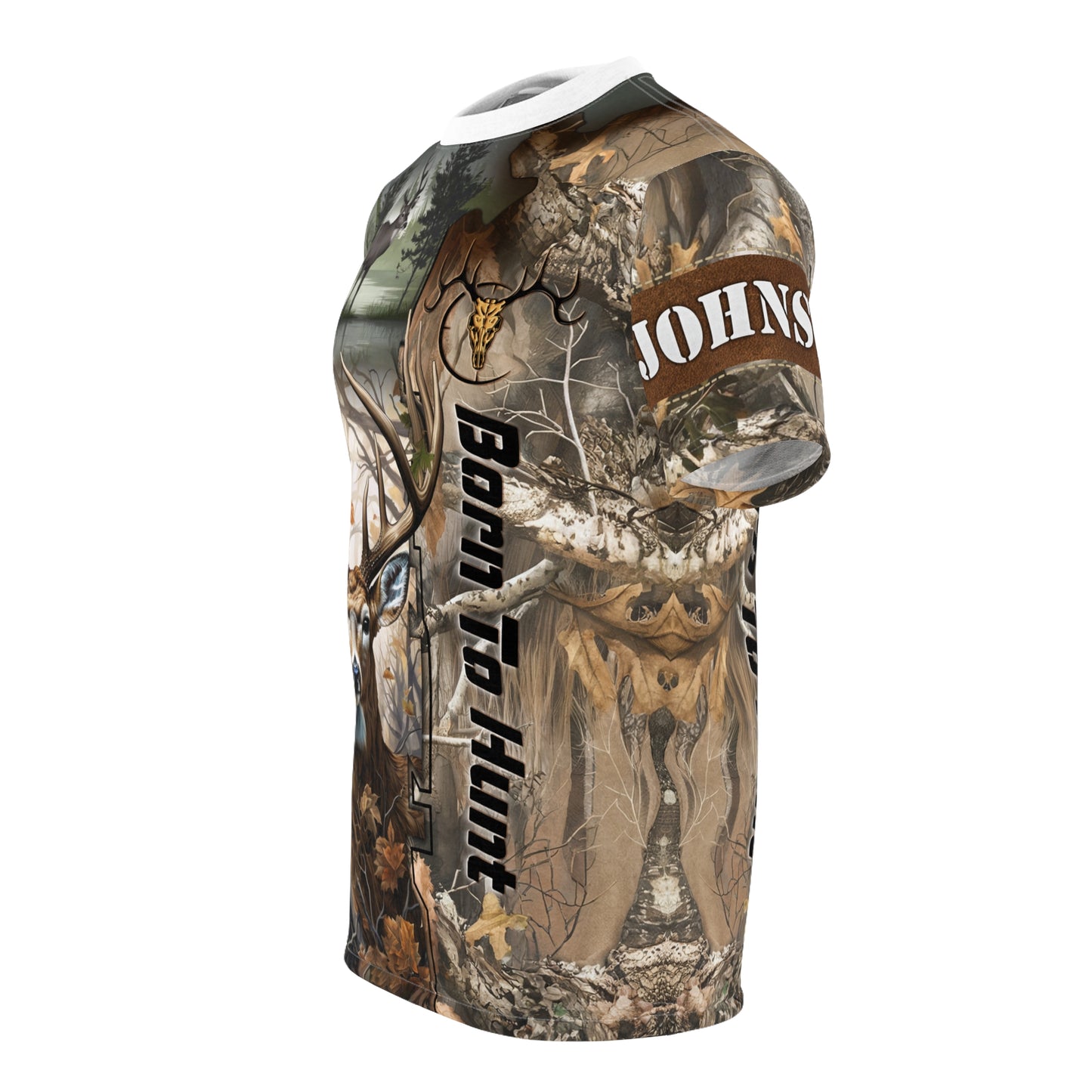 Born To Hunt Buck Personalized Unisex Cut & Sew Tee