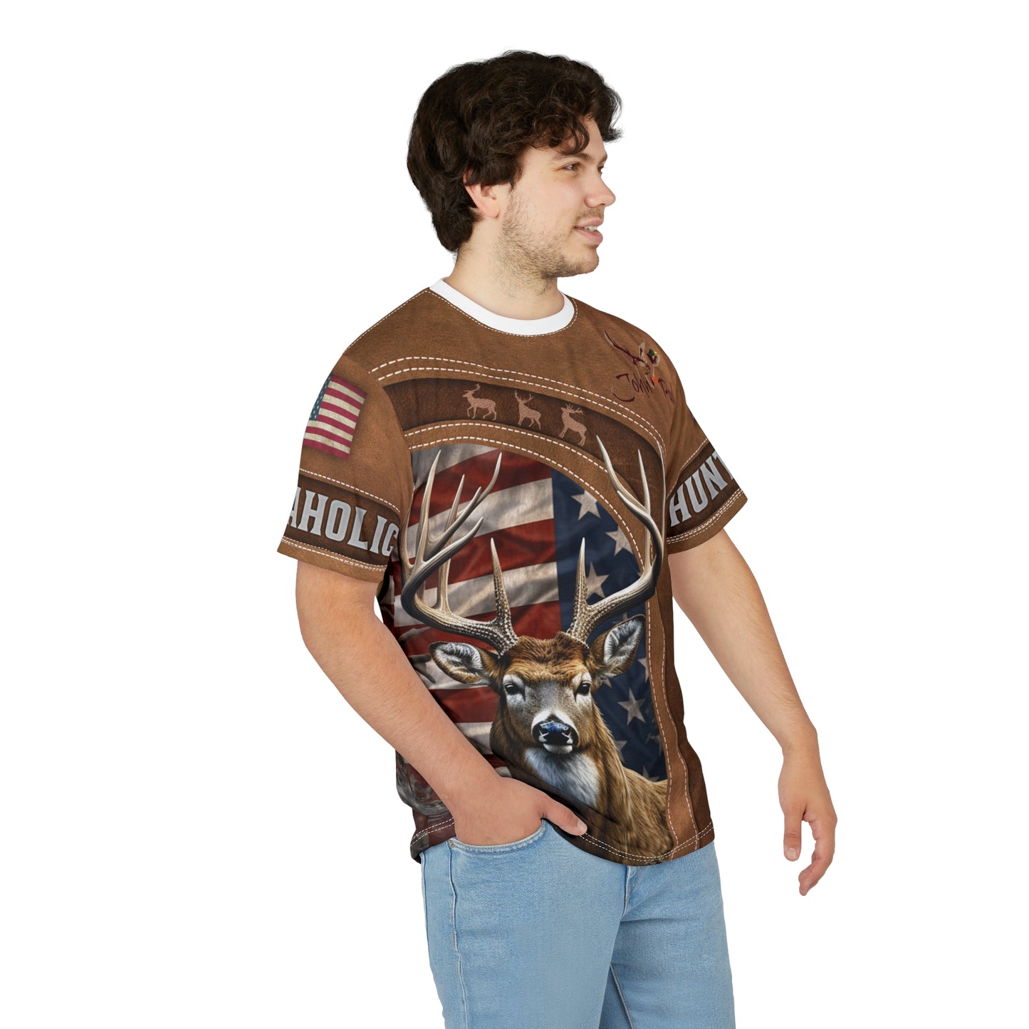 Buckaholic Hunter Personalized Unisex Cut & Sew Tee