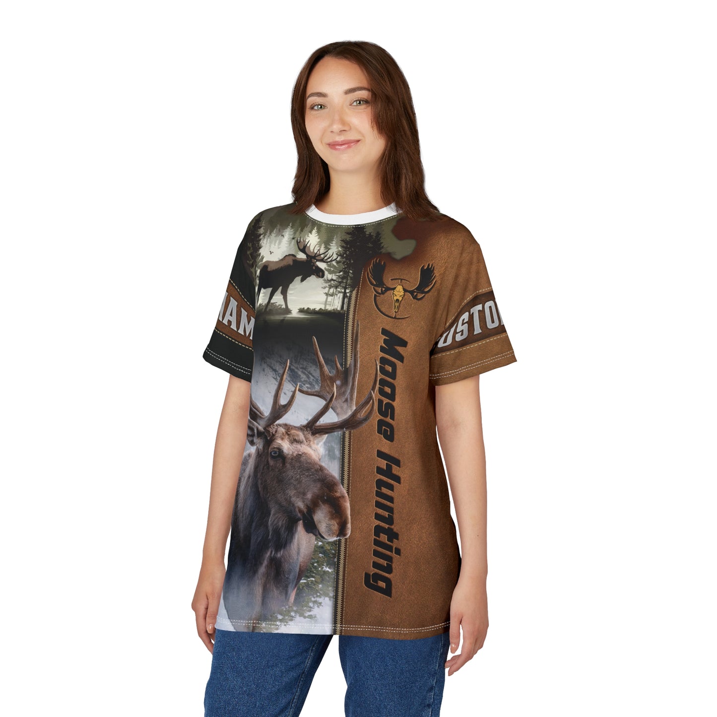 Moose Hunting Legend Personalized Unisex Cut & Sew Tee