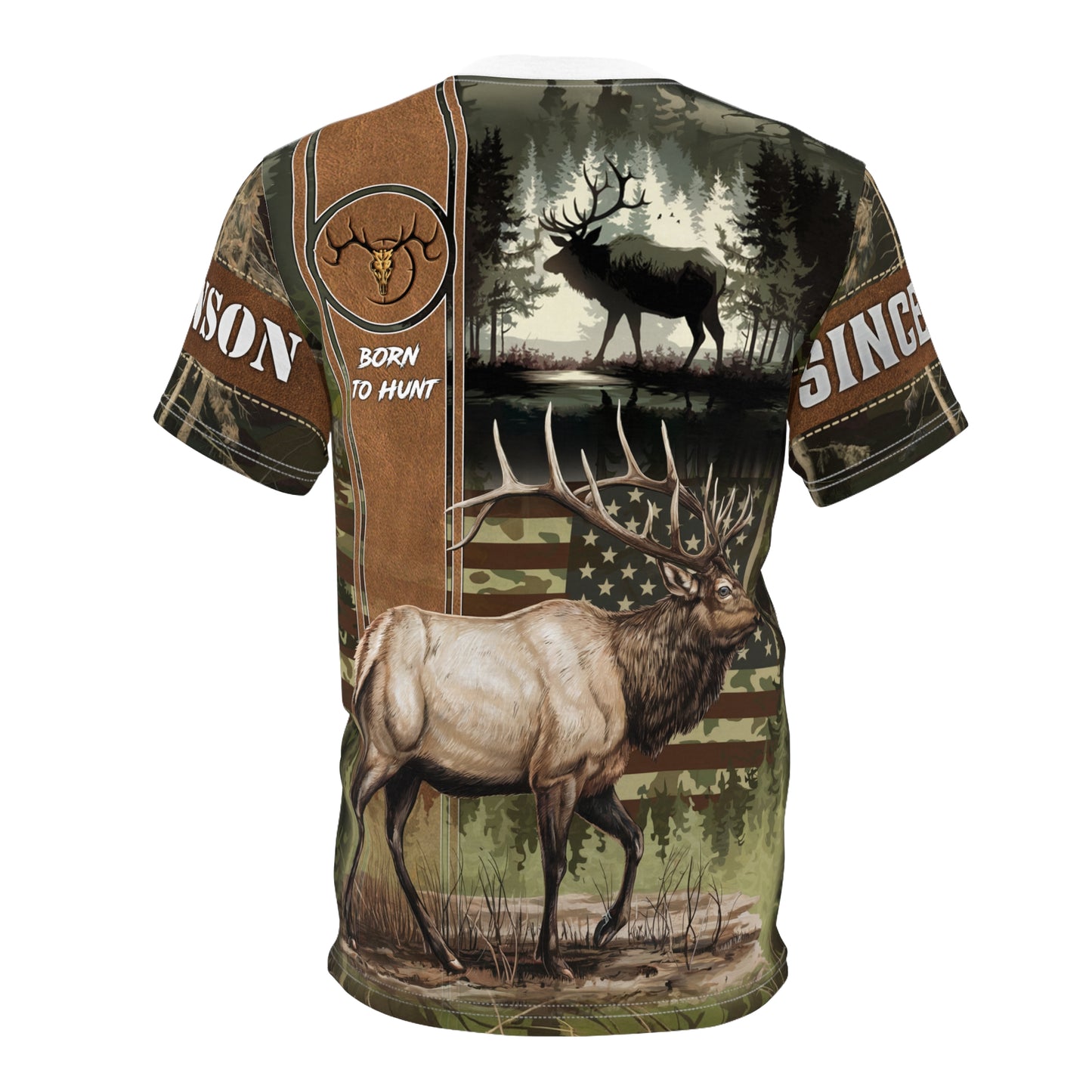 Elk Hunter Heritage Personalized Unisex Cut & Sew Tee