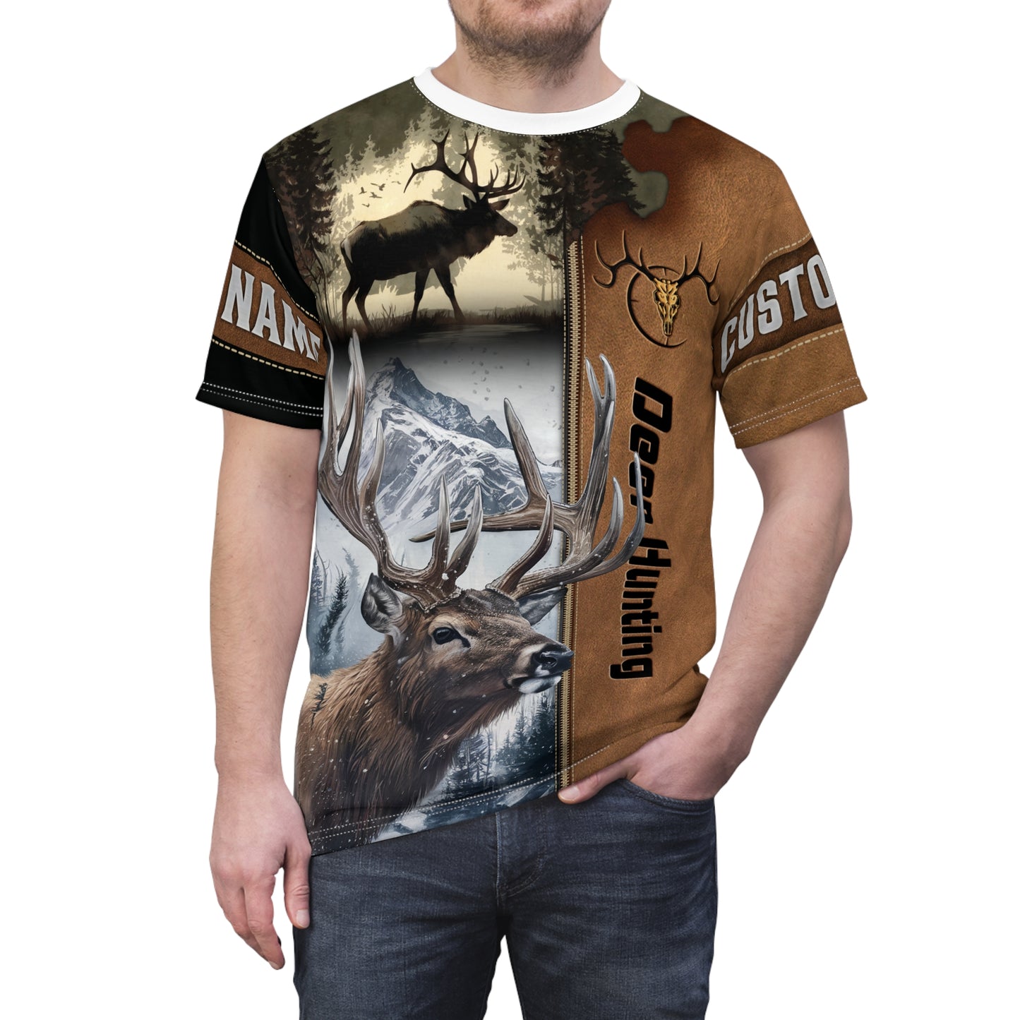 Deer Hunting Majesty Personalized Unisex Cut & Sew Tee