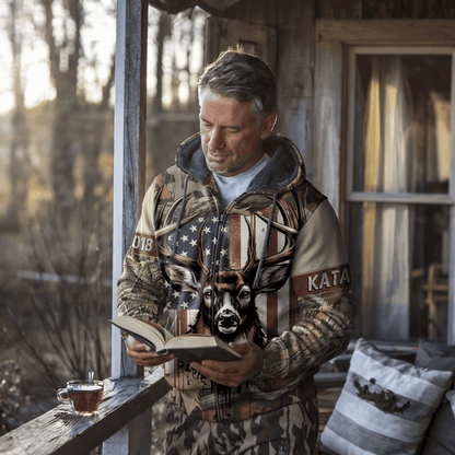 American Whitetail Patriot Personalized Zip Hoodie