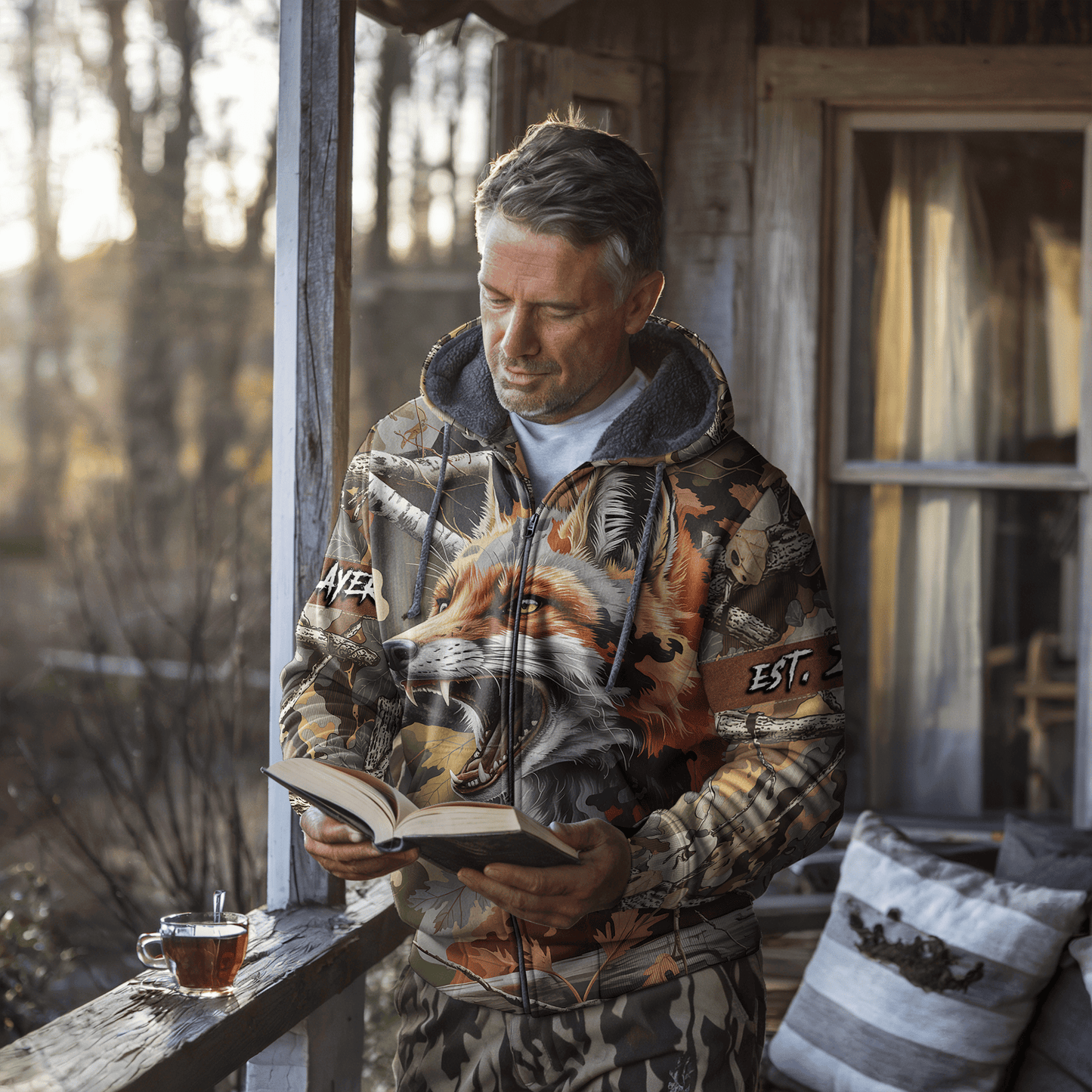 Red Fox Predator Camo Personalized Zip Hoodie