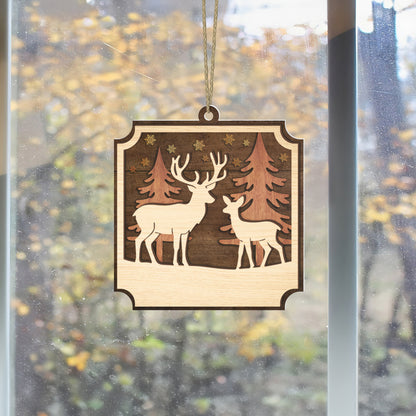 Winter Deer Hunting Scene Ornament - Gift for Hunters - The Deerly