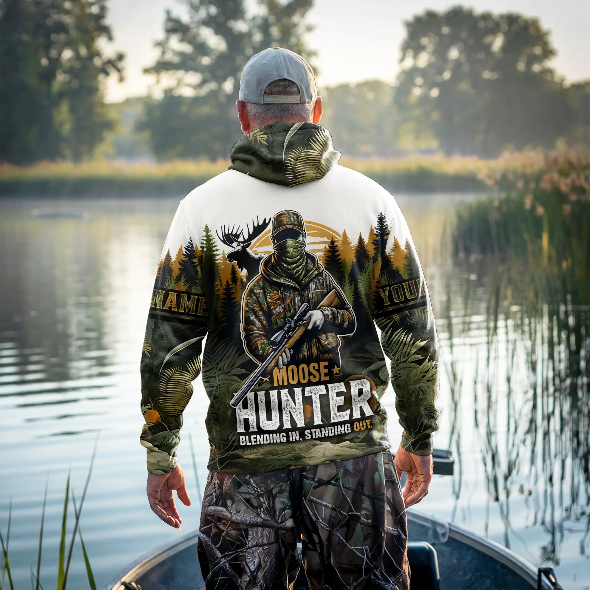 Moose Hunter Camo Hoodie Personalized - The Deerly