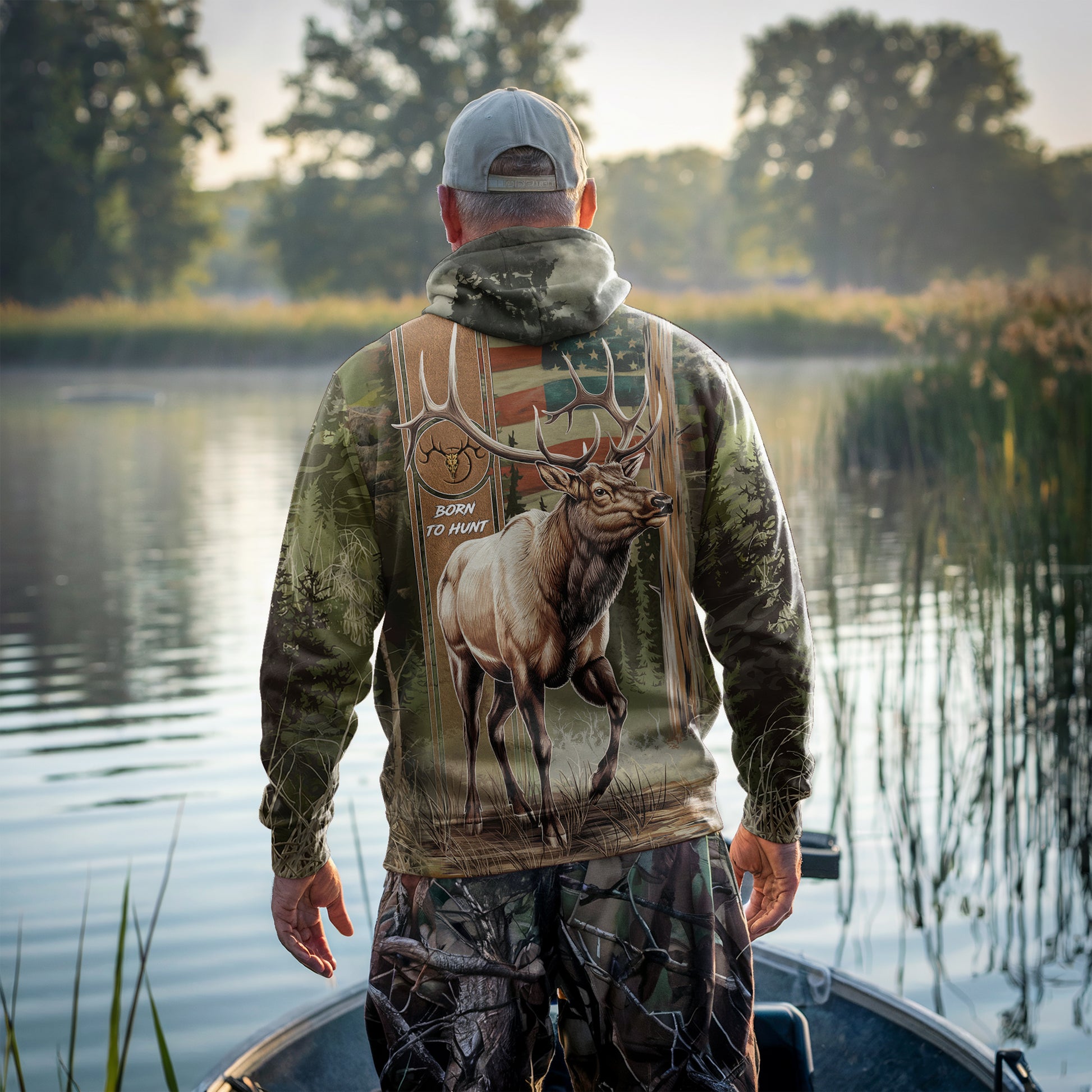 Elk Majesty Camo Hoodie - Born to Hunt - The Deerly