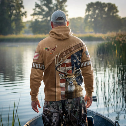 Patriotic Deer Hunter Hoodie Personalized - The Deerly