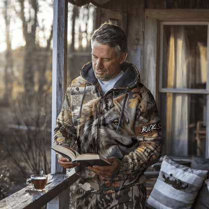 Timber Wolf Camo Personalized Zip Hoodie