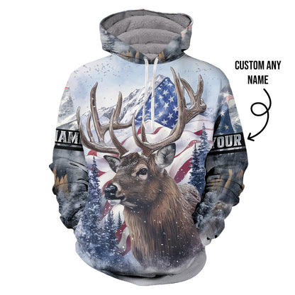 American Wilderness Deer Hunter Hoodie Personalized - The Deerly