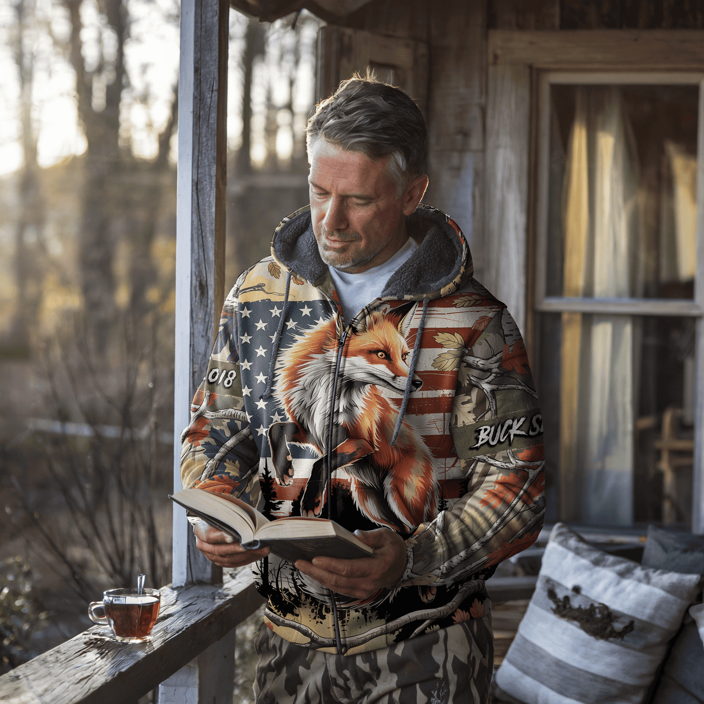 American Fox Hunter Personalized Zip Hoodie