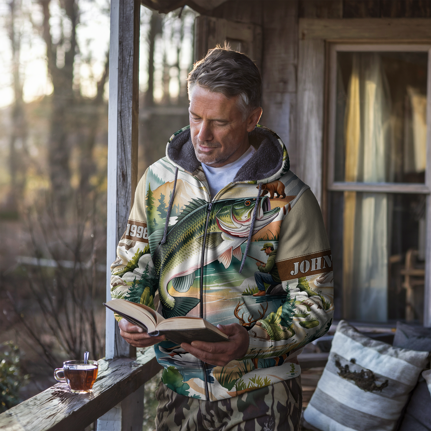 Mountain Lake Bass & Wildlife Personalized Zip Hoodie