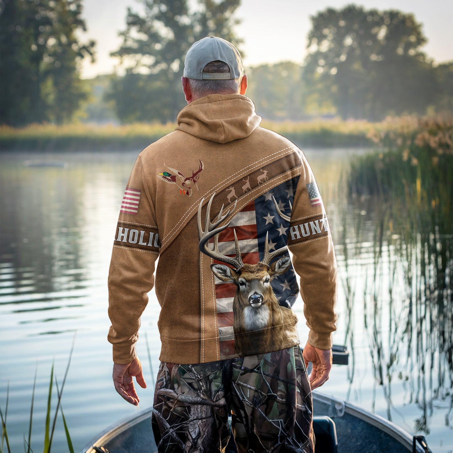 Patriotic Buck Hunter Hoodie - American Heritage - The Deerly