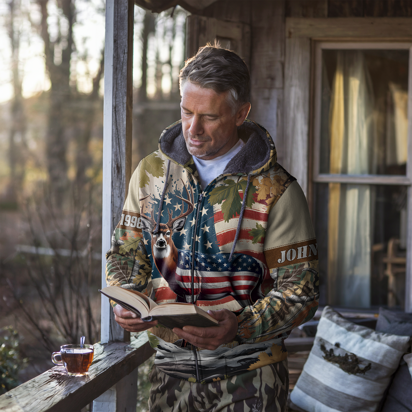 American Pride Buck Personalized Zip Hoodie