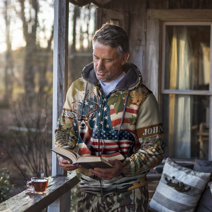 American Pride Buck Personalized Zip Hoodie