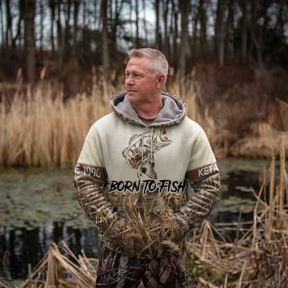 Bass Angler Personalized Waterfowl Camo Hoodie