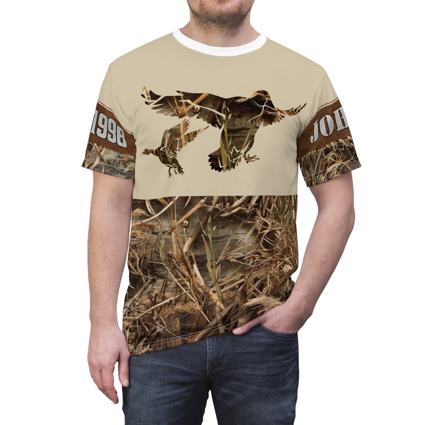 Marshland Waterfowl Hunter Personalized Unisex Cut & Sew Tee