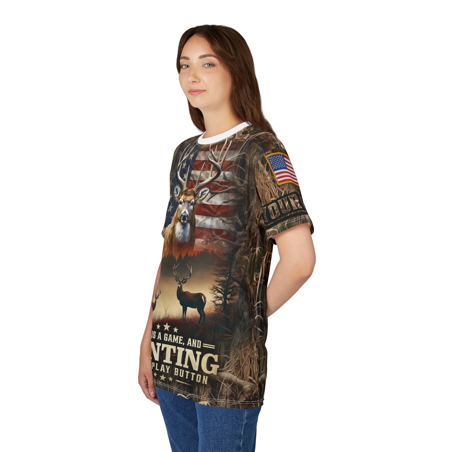 Life Is A Game Hunting Personalized Unisex Cut & Sew Tee
