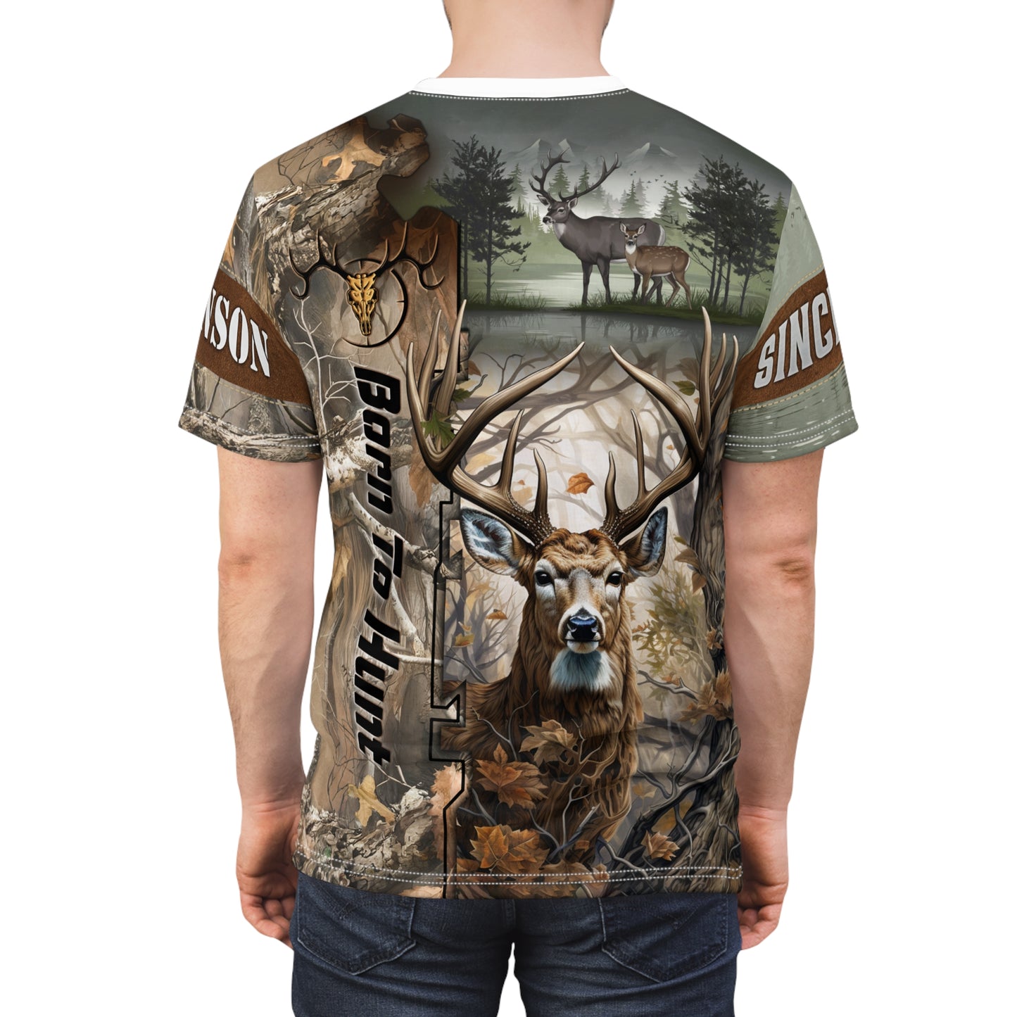 Born To Hunt Buck Personalized Unisex Cut & Sew Tee
