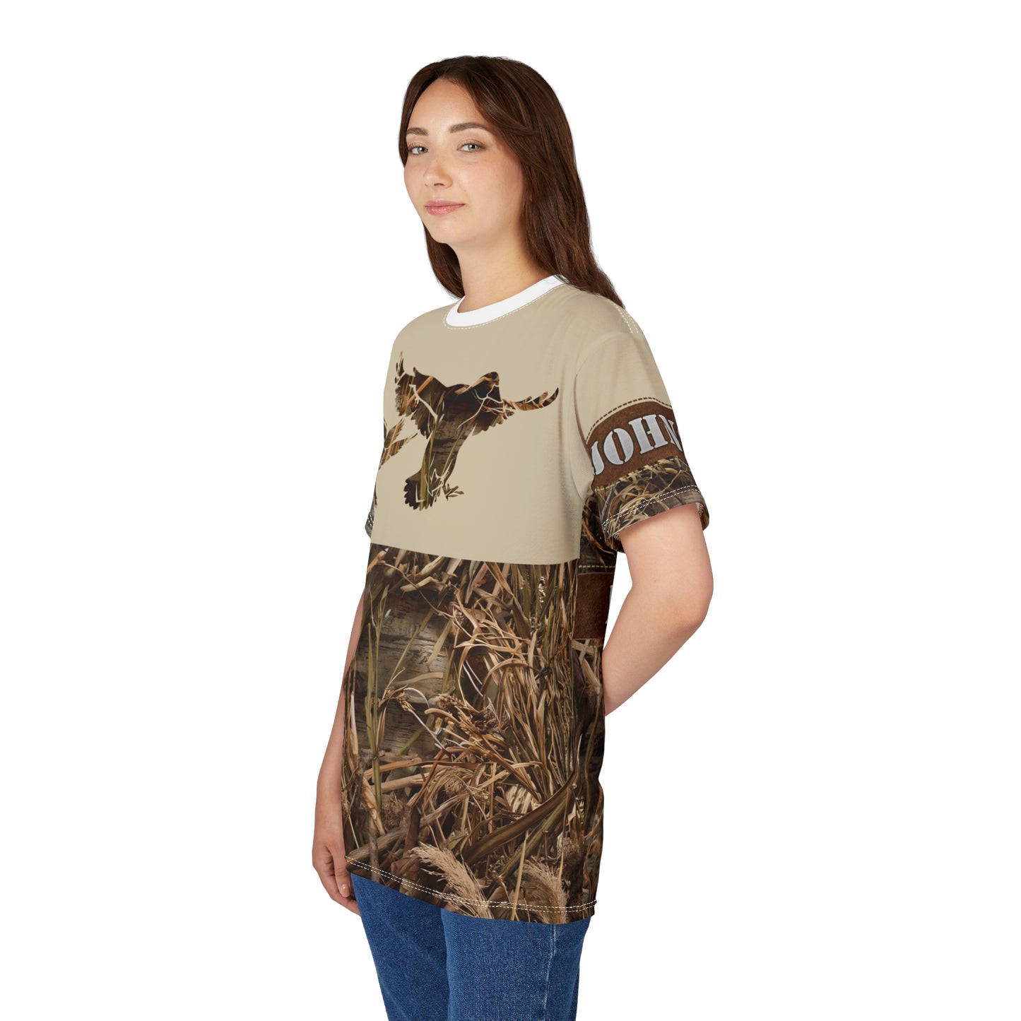 Marshland Waterfowl Hunter Personalized Unisex Cut & Sew Tee