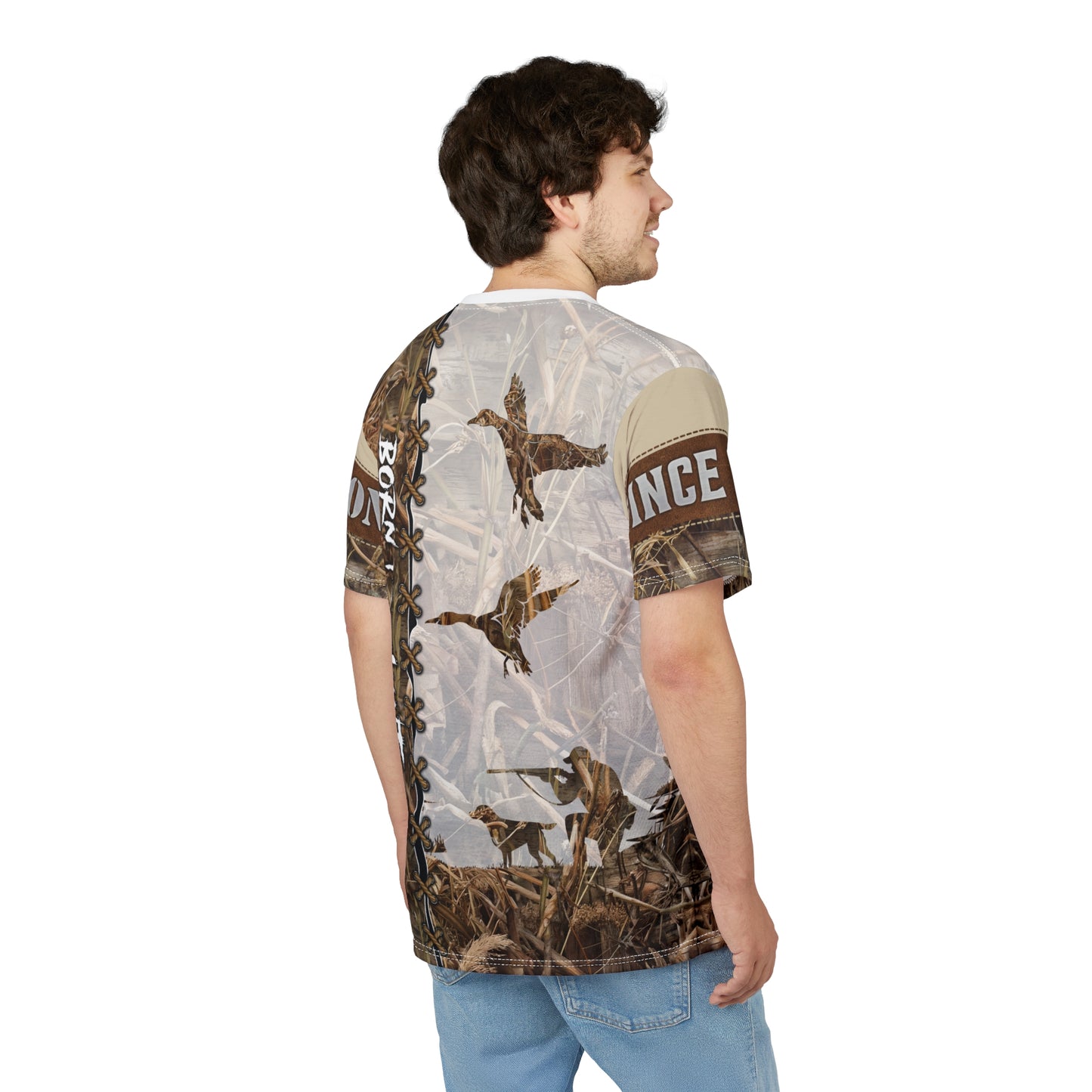 Marsh Camo Waterfowl Hunter Personalized Unisex Cut & Sew Tee