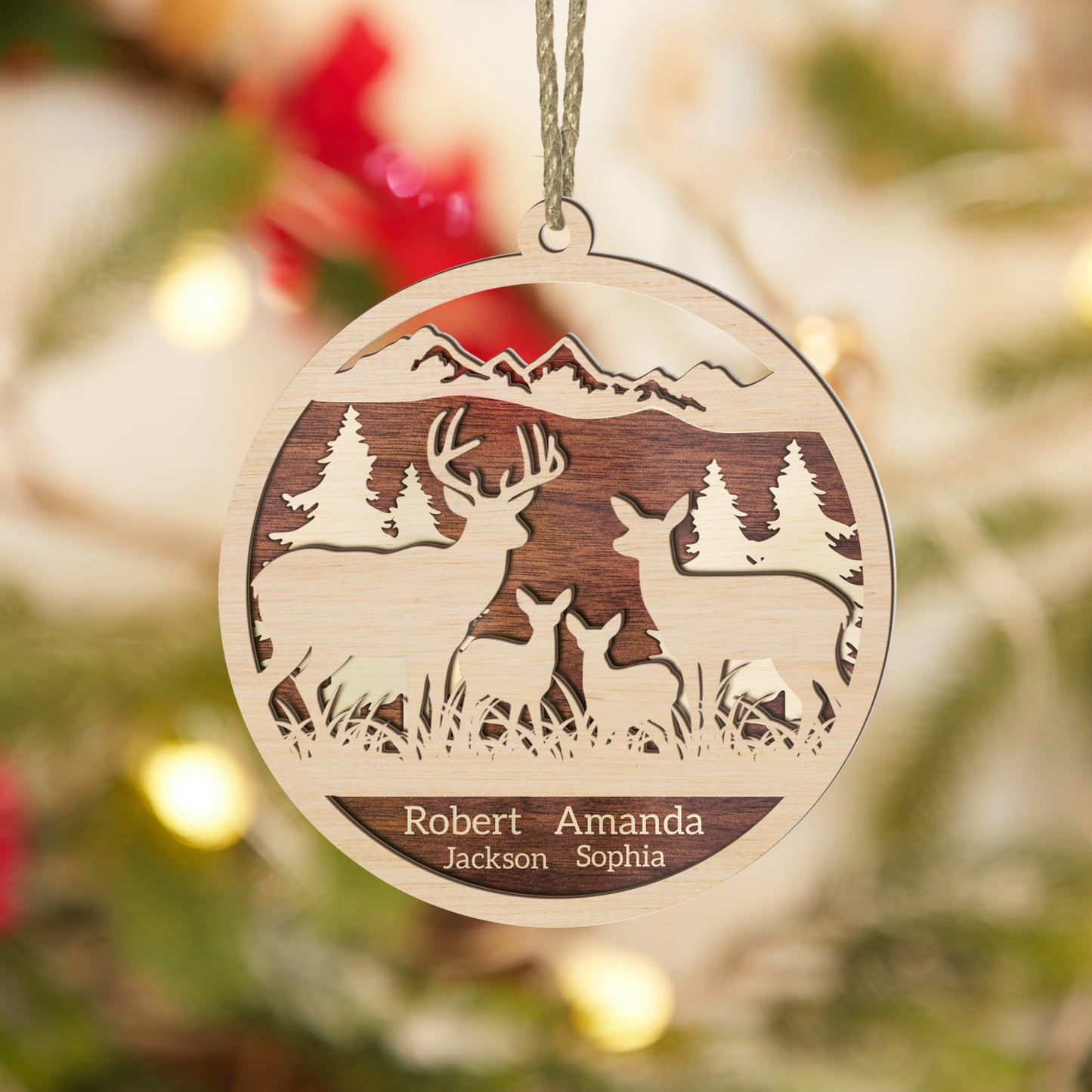 Custom Deer Family Ornament - Gift for Hunting Families - The Deerly