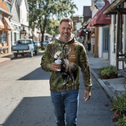 Majestic Moose Camo Hoodie - Born to Hunt - The Deerly