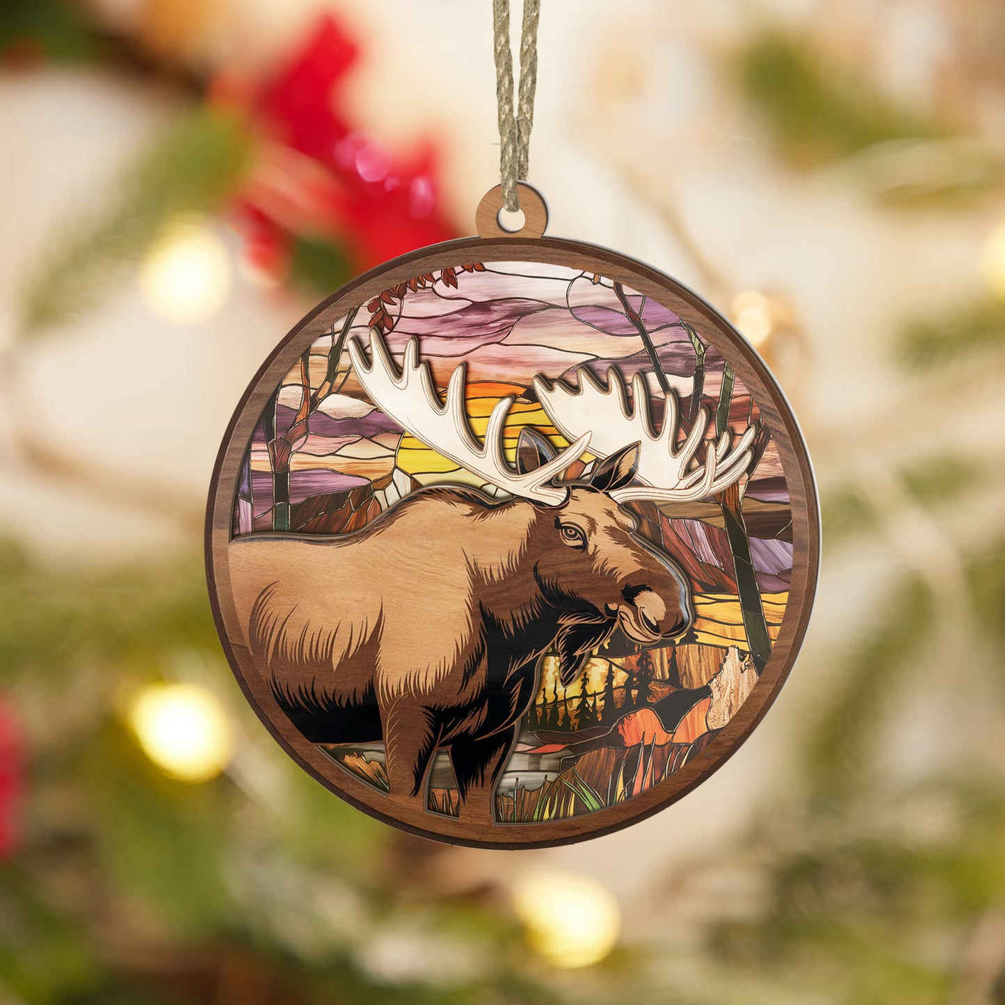 Moose Majesty Suncatcher Ornament – Stained Glass Wildlife Charm