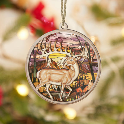 Majestic Deer Stained Glass Suncatcher Ornament