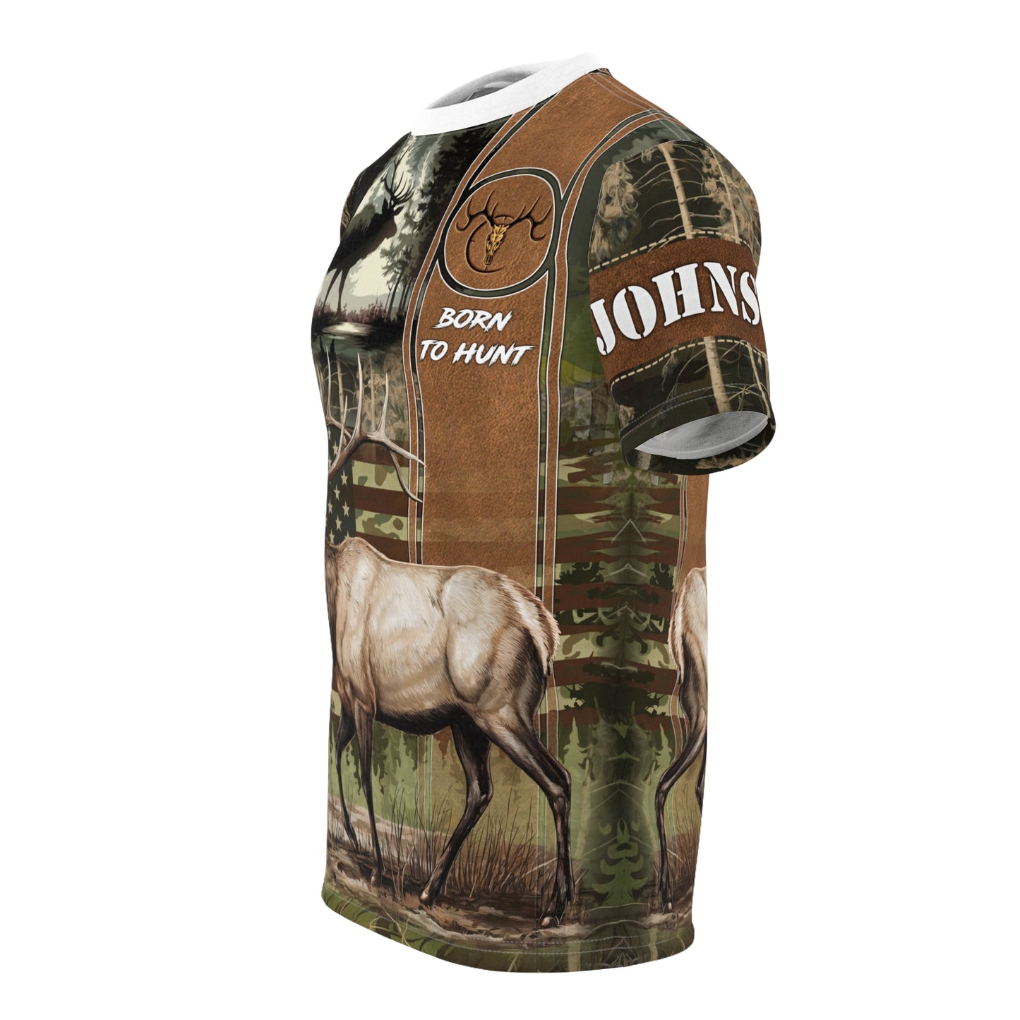Elk Hunter Heritage Personalized Unisex Cut & Sew Tee