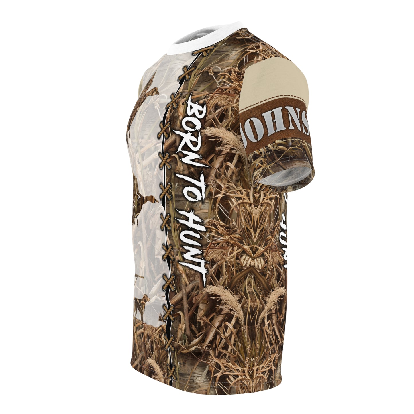 Marsh Camo Waterfowl Hunter Personalized Unisex Cut & Sew Tee