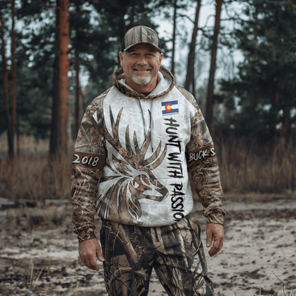 State Pride Buck Hunter Personalized Hoodie