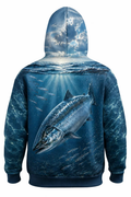 Performance Fishing Fleece-Lined Hoodie - River Salmon Depths - AUH02 image 1