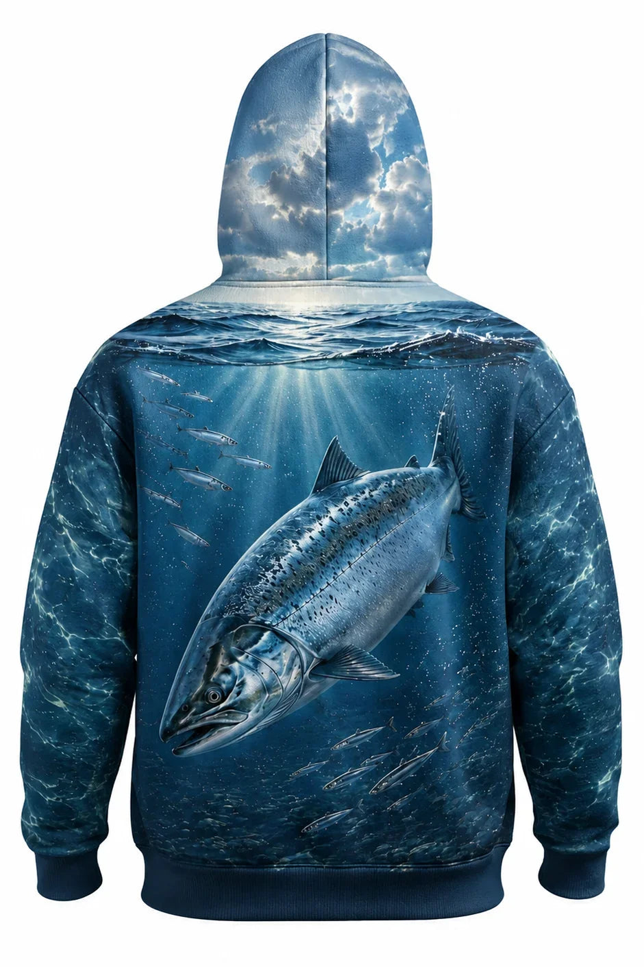 Performance Fishing Fleece-Lined Hoodie - River Salmon Depths - AUH02 image 1