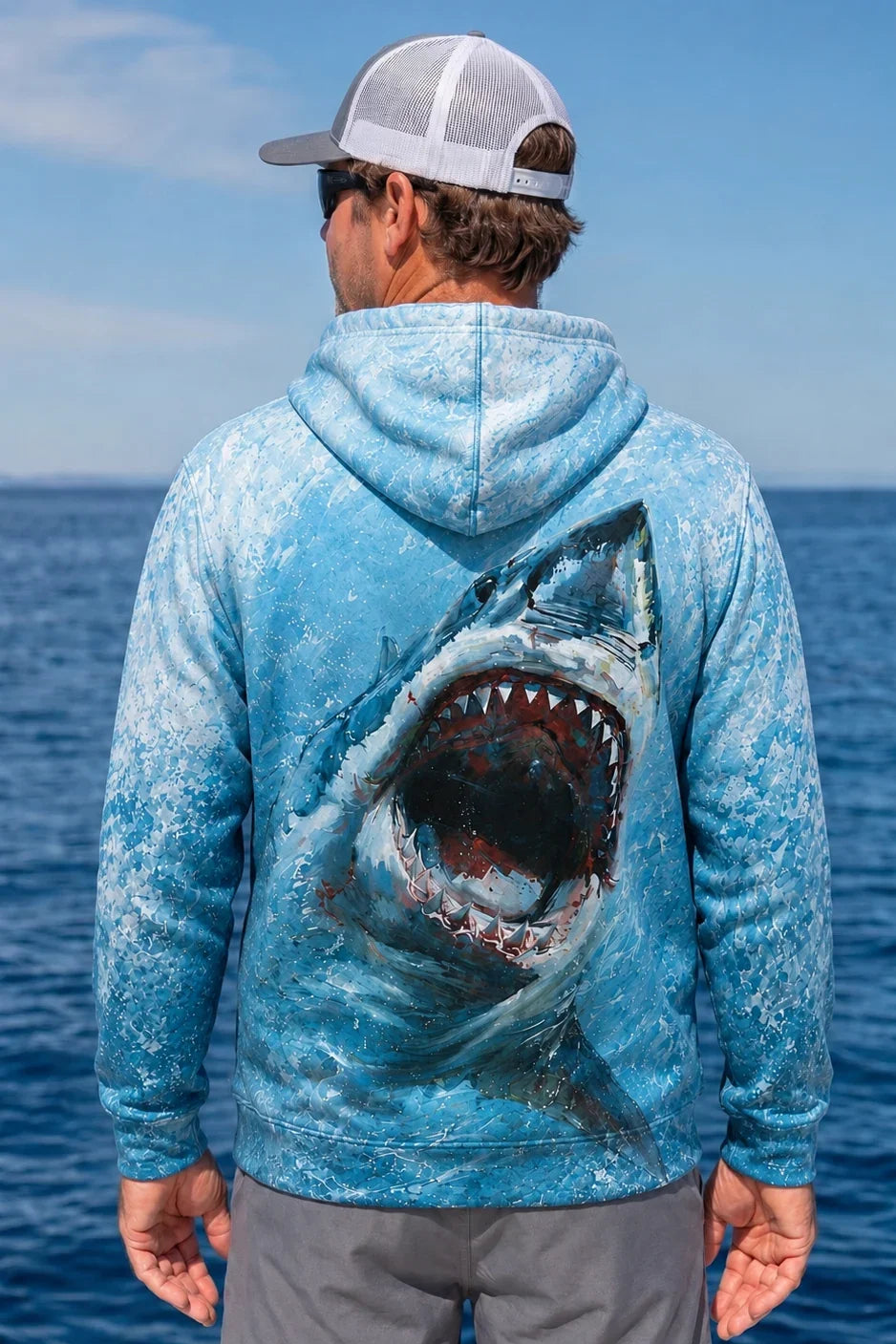 Performance Fishing Fleece-Lined Hoodie - Great White Surge - AUH04 image 3