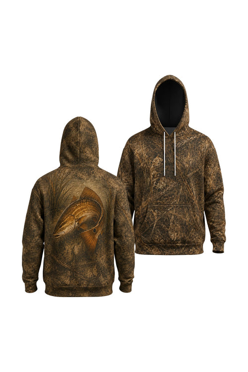 Performance Fishing Fleece-Lined Hoodie - Redfish Copper Tide Edge - AUH03 image 1