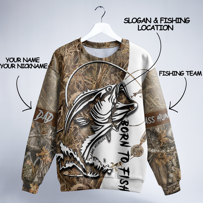 Born To Fish Personalized Bass Unisex Sweatshirt