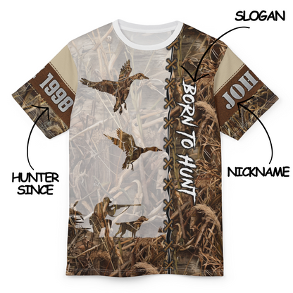 Marsh Camo Waterfowl Hunter Personalized Unisex Cut & Sew Tee