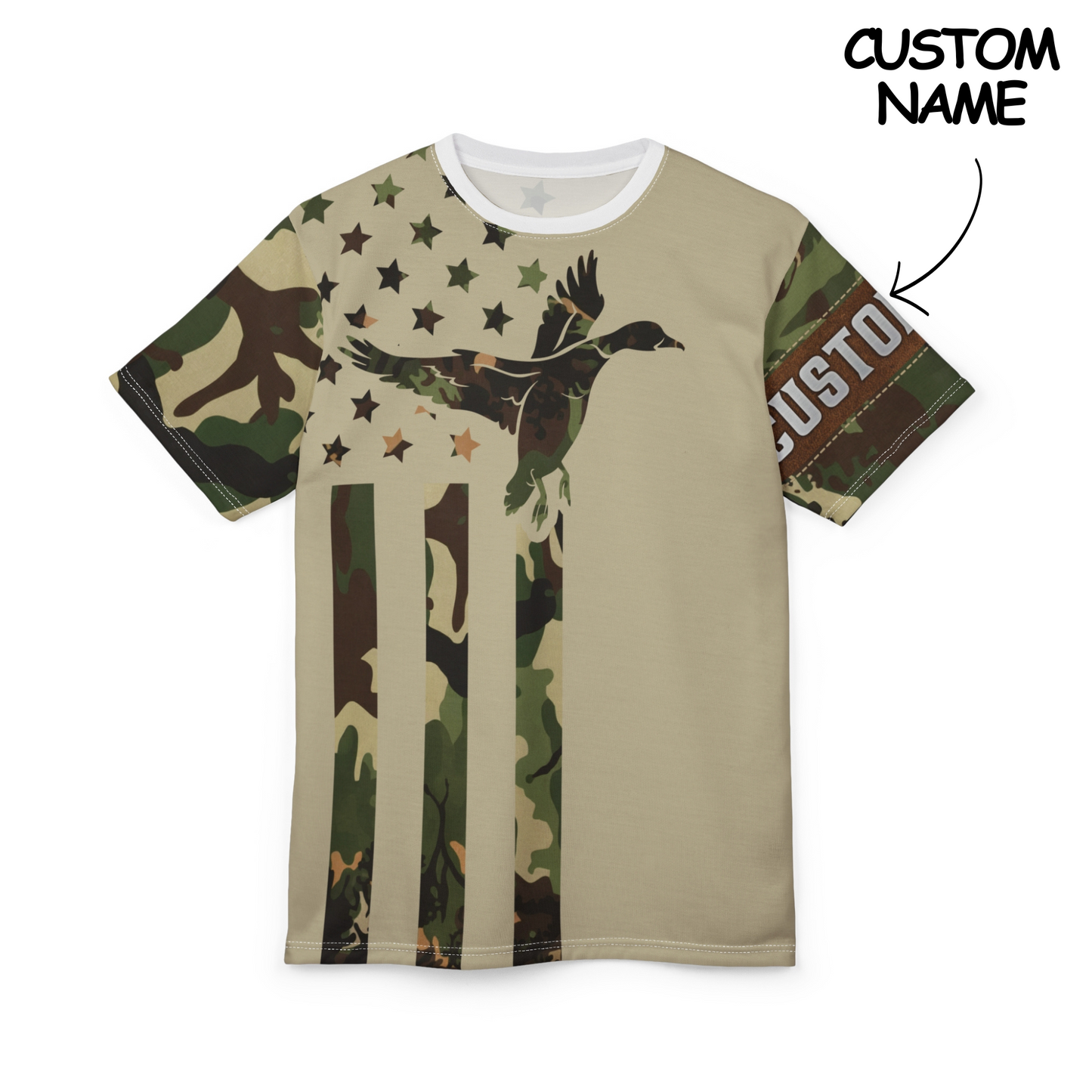 Camo Duck Flag Personalized Unisex Cut & Sew Tee
