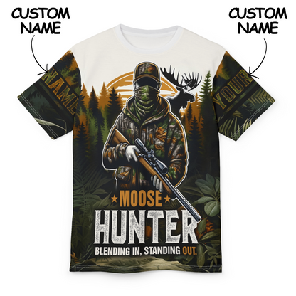 Moose Hunter Blending In Personalized Unisex Cut & Sew Tee
