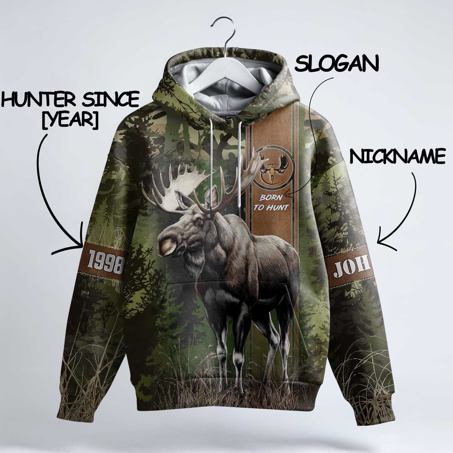 Moose Hunt Legend Hoodie Personalized