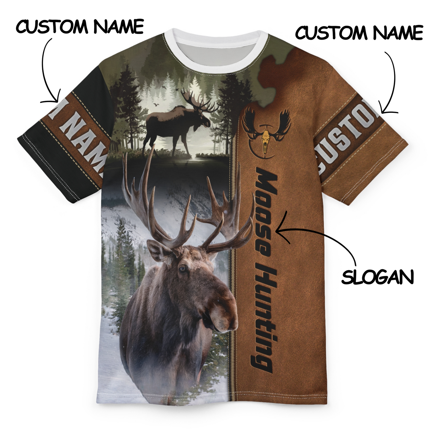 Moose Hunting Legend Personalized Unisex Cut & Sew Tee