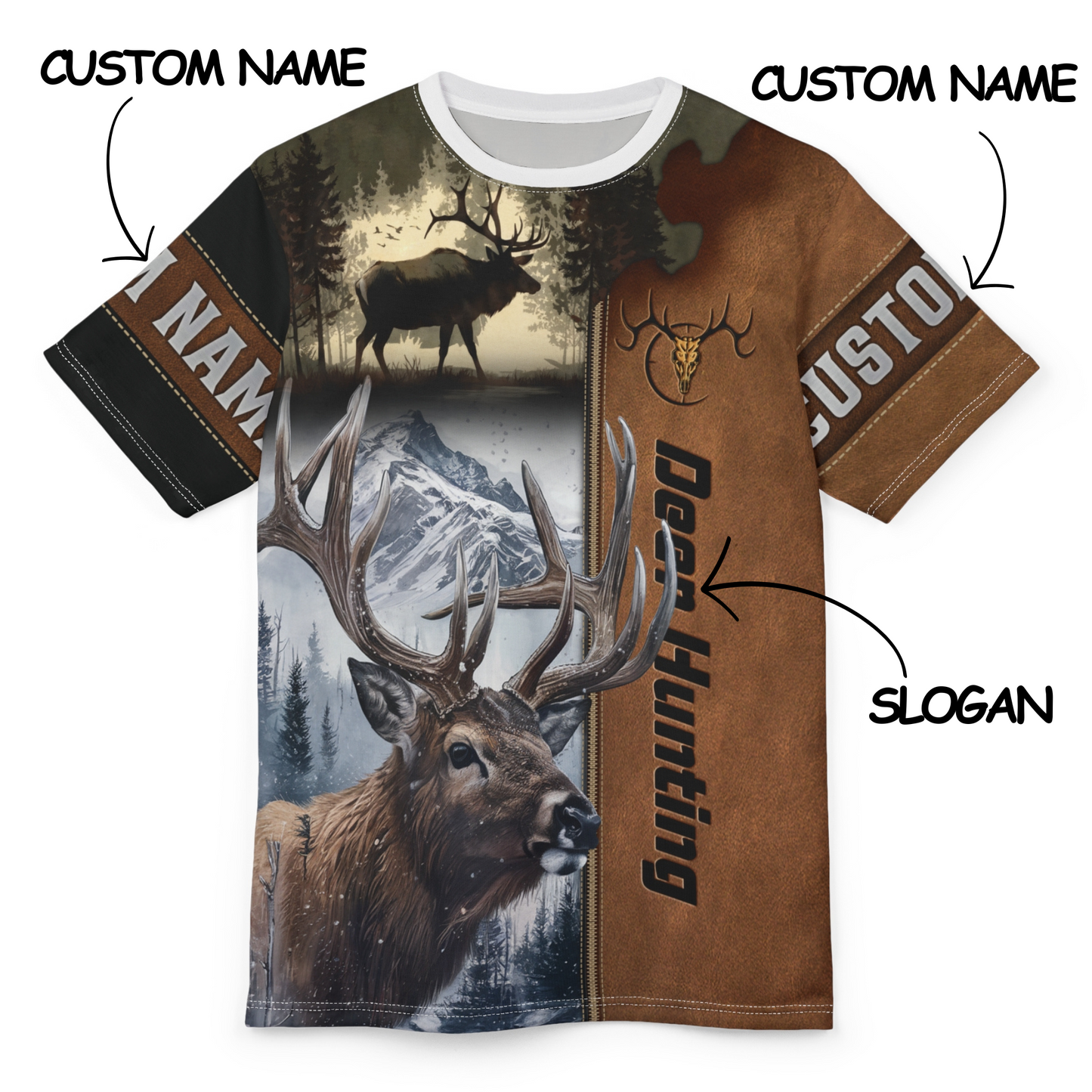 Deer Hunting Majesty Personalized Unisex Cut & Sew Tee