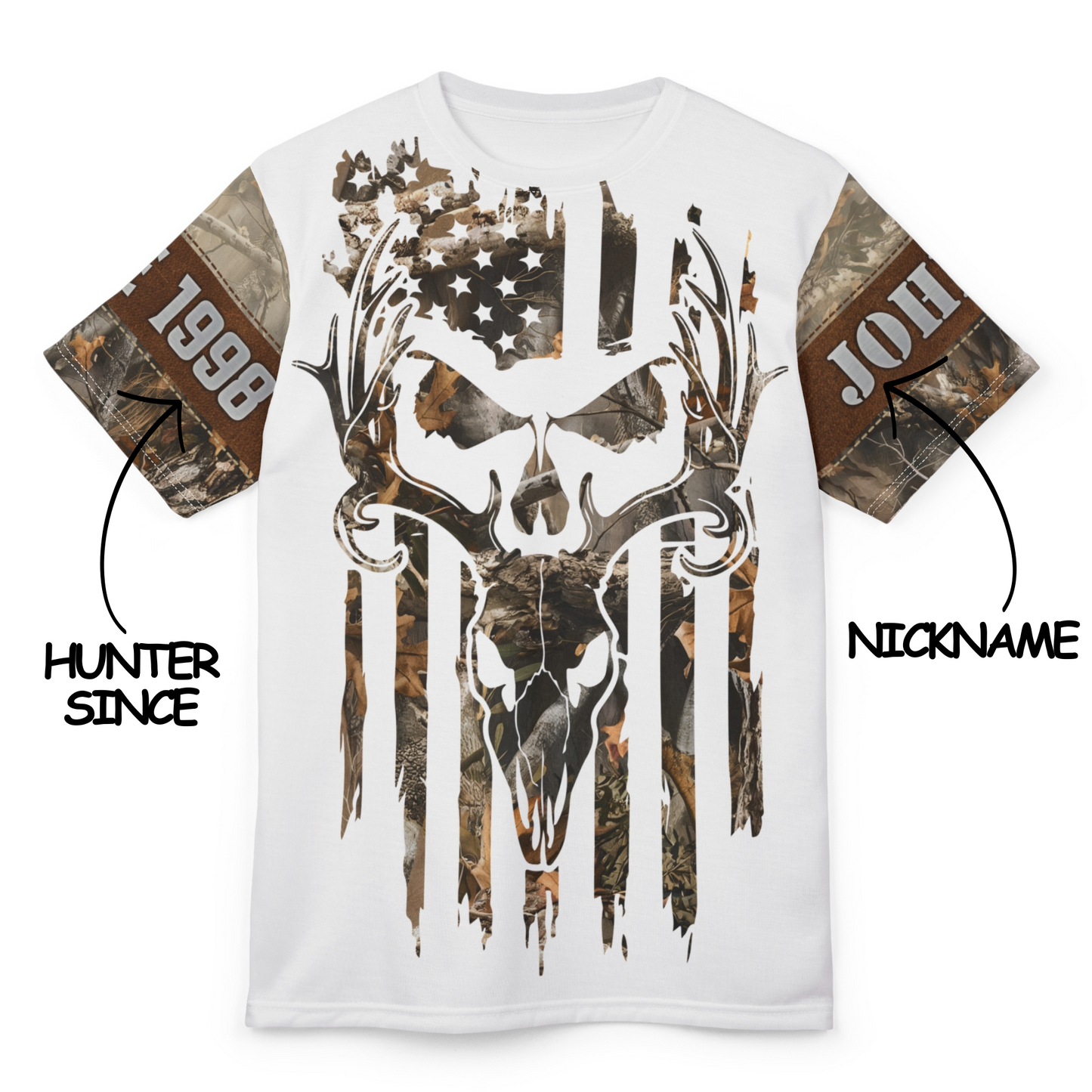 Skull Buck Flag Personalized Unisex Cut & Sew Tee