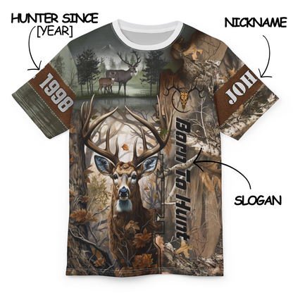 Born To Hunt Buck Personalized Unisex Cut & Sew Tee