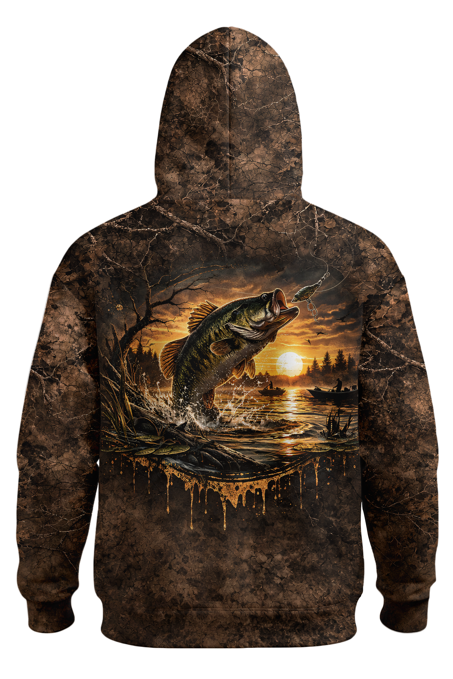 Performance Hunting Fleece-Lined Hoodie - Sunset Bass Strike – BL9X