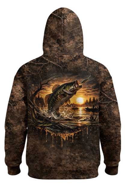 Performance Hunting Fleece-Lined Hoodie - Sunset Bass Strike – BL9X