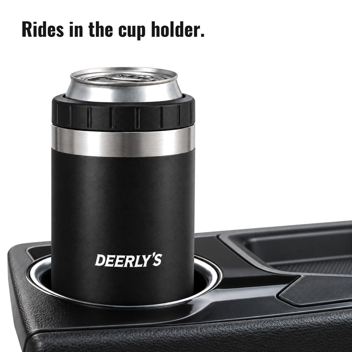 Can cooler rides in the cup holder