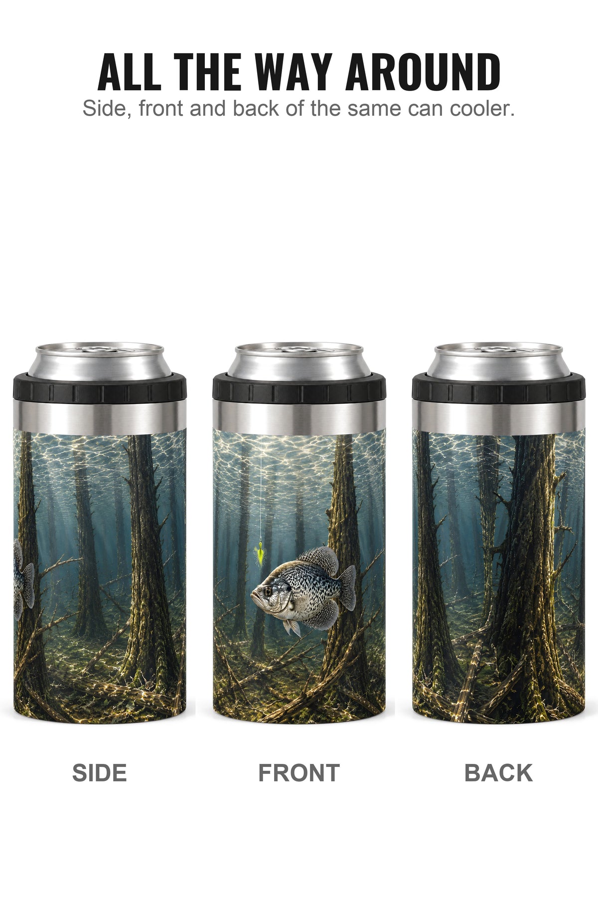 Timberline Slab Crappie can cooler - side, front and back